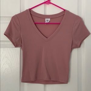 Pink V-Neck Crop Top